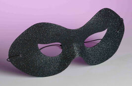 BLACK GLITTERED ALLEGRA VENETIAN EYE MASK MASQUERADE HALLOWEEN COSTUME A... - $12.75