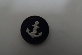 Single Button  -blue &amp; white nautical - anchor - 1&quot; - shank - £1.59 GBP