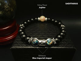 Sagittarius Zodiac with Blue Imperial Jasper Birthstone and Jupiter(Craz... - $25.76
