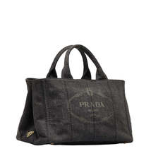 Prada Canapa Denim Handbag Shoulder Bag Black - £1,800.74 GBP