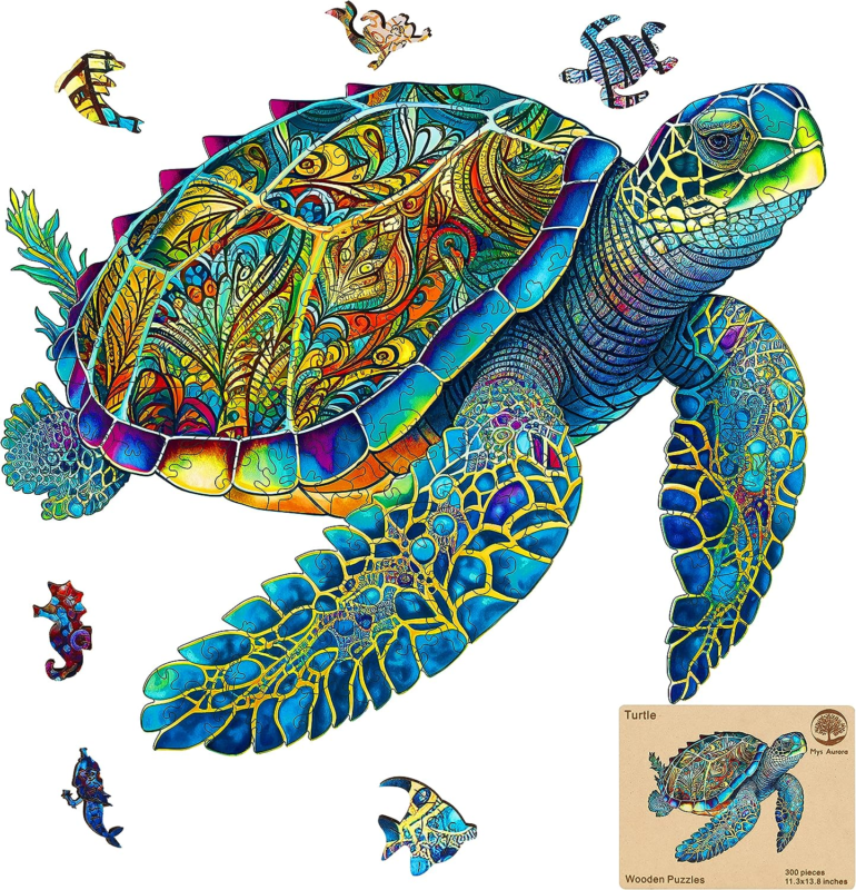 Primary image for Wooden Jigsaw Puzzle, Sea Turtle 200 Pcs 9.2''X11.2'' 