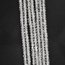 Natural Crystal 3.5-4mm Faceted Round Gemstone Beads 13&quot; Strand BDS-1076 - £30.08 GBP