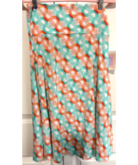 Lularoe S White with Green &amp; Orange Geometric Knee Length Pull On Skirt NEW - $14.85
