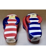 Salt &amp; Pepper Shaker Beach Seashore Theme Ceramic Thong Flip Flop Sandal... - £14.94 GBP