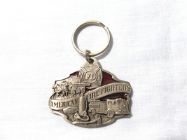 American Fire Fighters Pewter With Red Inlay Usa Made Key Ring 1989 Siskiyou - £6.64 GBP
