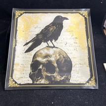 Raven On Skull Square Plate 8.5” Witchy Goth Dark Academia  - £7.94 GBP