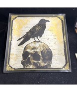 Raven On Skull Square Plate 8.5” Witchy Goth Dark Academia  - $9.89