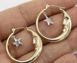 Gold moon star hoops - $14.11