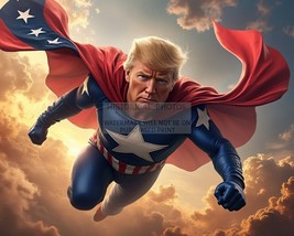 President Donald Trump Superhero Flying Through The Air Patriotic 8X10 Photo - $11.32