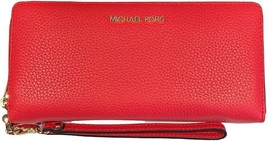 Michael Kors Continental Wallet Wristlet Coral Orange Leather 35T7GTVE7L NWT FS - £76.65 GBP