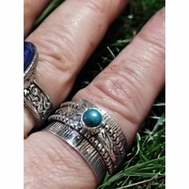 Sterling silver and turquoise spinner ring - £50.55 GBP