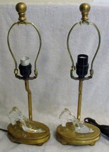 Matching Pair Cinderella Glass Slipper Gold Bedside Table Lamps - £79.93 GBP