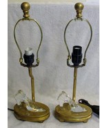 Matching Pair Cinderella Glass Slipper Gold Bedside Table Lamps - $137.05 CAD