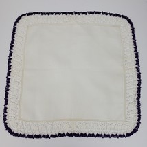 Vintage Crochet Edge Dresser Doily Approximately 13x13 Inch Purple White - $13.10