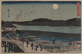 Moon over Sumida River. by Utagawa Hiroshige - Art Print - £17.57 GBP+