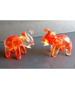 Pair of Lenox Red Art Glass Elephant Figurines &quot;Elephant Kisses&quot; - £27.61 GBP