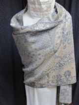 &quot;&quot;GRAY, BEIGE WITH SILVER THREADS&quot;&quot; - PASHMINA - CHARLIE PAIGE - £6.74 GBP