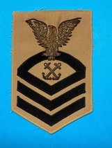 United States Navy, U.S.N. Chief, Boatswain&#39;s Mate, Bullion, Khaki, Rating Badge - £23.27 GBP