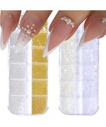 Nail Art Pearls Flatback Charms Mixed Sizes Gold Silver White - 2 Boxes - €2,91 EUR