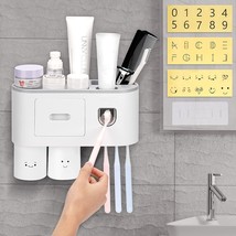 Bathroom Toothbrush Holder Wall-Mounted with Automatic-Toothpaste Dispenser - £19.24 GBP