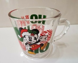 Vintage Mickey Mouse Disney Christmas Glass Cup Ho Ho Ho Coffee Cocoa Tea - £8.20 GBP