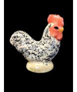 Vintage IDB Enesco Miniature Spongeware Rooster Figurine 1999 Black WHite - $27.43 CAD