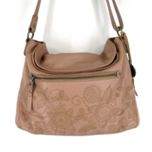 The Sak Shoulder Bag Warm Taupe Buttery Soft Leather Floral Accent - $84.13