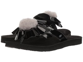 UGG® Poppy Sheepskin Pom Pom Thong Sandals, 1090489 Black Multi Sizes Authenti - £39.50 GBP