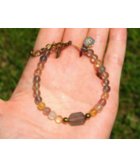 Natural Fluorite Adjustable Bracelet Rutilated Quartz Energy Healing Med... - $38.41 CAD