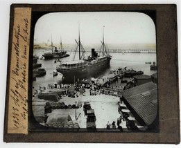 ~1920 original glass photo: Transatlantique Ship in Port - maritime, shi... - $49.50