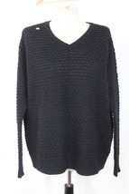 Vince M Black V-Neck Textured Sweater Holes Mend Flaws - £16.34 GBP