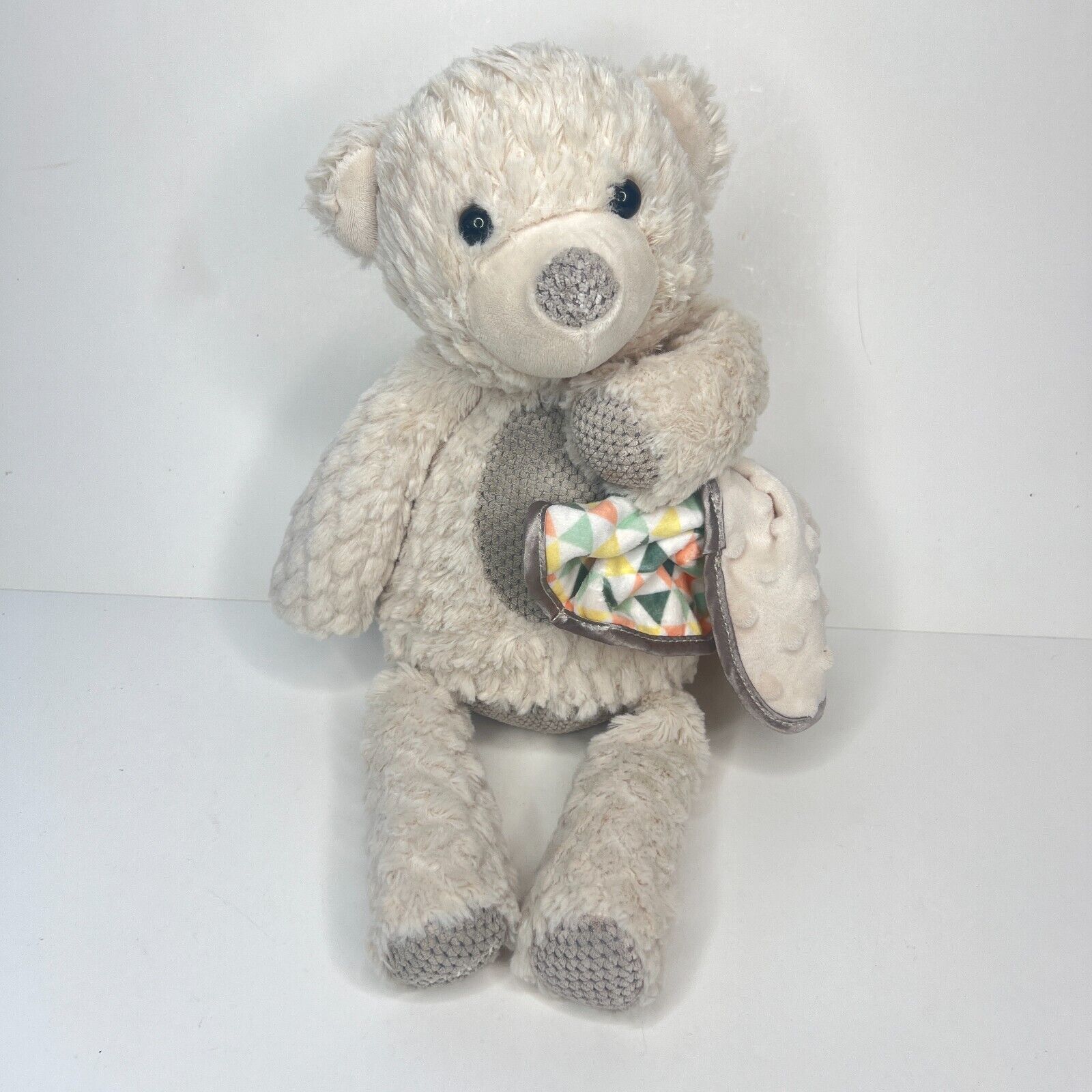 Scentsy Buddy The Sleepy Bear Plush Lovey Blanket White Gray Stuffed Toy  16" - $17.81