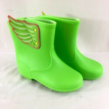Toddler Boys Girls Rain Boots Slip On Waterproof Wings Lime Green US Siz... - $19.34