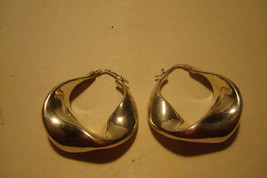 Sterling Silver - ITALY  Elongated Hoop Earrings - £27.53 GBP