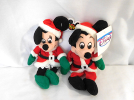 Disney&#39;s  Mickey &amp; Minnie Mouse Plush Christmas Beanie Dolls Vintage &amp; R... - $17.82