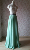 MINT GREEN Maxi Chiffon Skirts Summer Wedding Custom Plus Size Maxi Skirt image 2