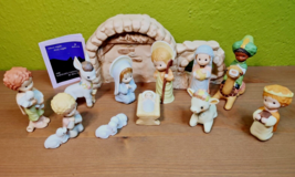Vintage 1980&#39;s Hallmark Mary Hamilton 12-Pc Bisque Nativity Set Includin... - $218.67