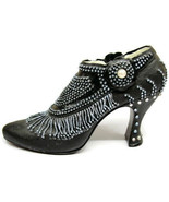 Black Shoe Pearl Fringed w Turquoise Beads Nostalgia If The Shoe Fits #V... - £30.82 GBP