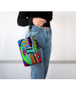 Funky Abstract Digital Art Vegan Leather Wristlet Clutch Purse Handbag  - £47.19 GBP