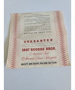 Vintage 1847 Rogers Bros Americas Finest Silverplate Guarantee Paper Onl... - $12.99