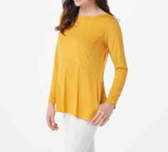 Joan Rivers Luxe Knit Long Sleeve Swing Top with Pockets- INCA GOLD, 2X - £17.32 GBP