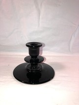 Vintage Black Amethyst Depression Glass Candlestick  3 3/4&quot; H MINT - $14.99