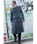 Vintage 90s Grey German Army Trench coat Greatcoat military wool blend o... - £35.97 GBP