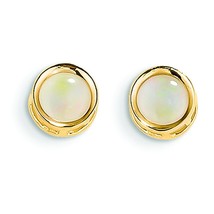 14K Gold Bezel Opal October Stud Earrings Jewelry 5mm x 5mm - £84.55 GBP