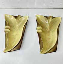 Pair Of Vintage Mid Century Modern Ceramic Leaf Ashtrays 1950s 1960s Atomic Age - £35.91 GBP