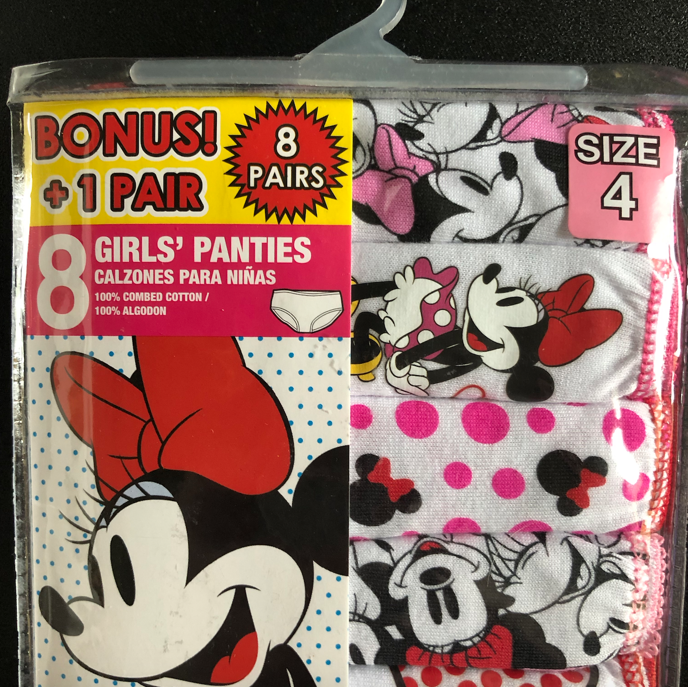 NWT Disney Minnie Mouse 3 Pk Hipster Panties Sz M