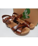 Hee Size EU 42 M (US 11-12) Women&#39;s Burnished Leather Crisscross Strap S... - $22.86