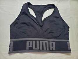 Puma Women&#39;s S Black Sports Bra Spell Out Puma Graphic Stretchy Athletic  - £20.14 GBP