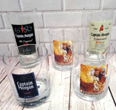Captain Morgan Branded Glassware Set Of 5 - 3 Whiskey Glasses &amp; 2 Tall G... - $11.65