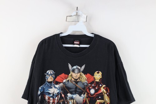 Vtg Y2K Marvel Comics Mens XL Faded Iron Man Spiderman Thor Cpn America T-Shirt Item image 2